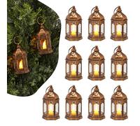VEVOR Lanterne Bougie Électrique, Lot de 12, Lanterne Décorative Extérieur LED Vintage sans Flamme à Suspendre, pour Décoration d'Halloween, Noël, Mariage, Centre de Table, Intérieur, Couleur Bronze