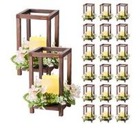VEVOR Lanterne de mariage en bois – Lot de 20 – LED sans flamme – Marron