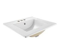 VEVOR Lavabo de salle de bain semi-encastré, vasque rectangulaire en céramique blanche 510 x 465 mm avec trop-plein et 3 trous de robinet, évier moderne à encastrer, pour petit espace, maison et hôtel
