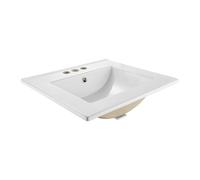 VEVOR Lavabo de salle de bain semi-encastré, vasque rectangulaire en céramique blanche 510 x 465 mm avec trop-plein et 3 trous de robinet, évier moderne à encastrer, pour petit espace, maison et hôtel