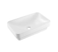 VEVOR Lavabo de salle de bain semi-encastré, vasque rectangulaire en céramique blanche de 490 x 305 mm avec trou de vidange de 4,5 cm, évier moderne à encastrer, pour petit espace, maison et hôtel