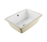 VEVOR Lavabo de salle de bain sous plan, 400 x 305 mm, vasque rectangulaire en céramique blanche avec trou de trop-plein, évier moderne à encastrer sous le comptoir, pour petit espace, maison et hôtel