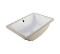 VEVOR Lavabo de salle de bain sous plan, 460 x 330 mm, vasque rectangulaire en céramique blanche avec trou de trop-plein, évier moderne à encastrer sous le comptoir, pour petit espace, maison et hôtel