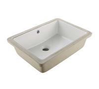 VEVOR Lavabo de salle de bain sous plan, 470 x 335 mm, vasque rectangulaire en céramique blanche avec trou de trop-plein, évier moderne à encastrer sous le comptoir, pour petit espace, maison et hôtel