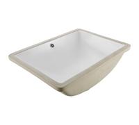 VEVOR Lavabo de salle de bain sous plan, 515 x 385 mm, vasque rectangulaire en céramique blanche avec trou de trop-plein, évier moderne à encastrer sous le comptoir, pour petit espace, maison et hôtel