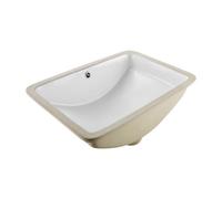 VEVOR Lavabo de salle de bain sous plan, 530 x 375 mm, vasque rectangulaire en céramique blanche avec trou de trop-plein, évier moderne à encastrer sous le comptoir, pour petit espace, maison et hôtel