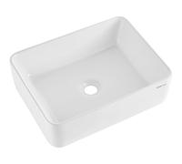 VEVOR Lavabo rectangulaire, 482 x 373 mm, vasque à poser en céramique blanche au-dessus du comptoir, style moderne, lumineux et élégant, bien emballé pour salle de bain, hôtel, toilettes, camping-car