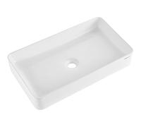 VEVOR Lavabo rectangulaire, 609 x 351 mm, vasque à poser en céramique blanche au-dessus du comptoir, style moderne, lumineux et élégant, bien emballé pour salle de bain, hôtel, toilettes, camping-car