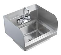 VEVOR Lave-Mains avec Robinet et Dosseret Latéral Lavabo Mural ou Encastrable 432 x 381 x 330 mm Évier en Acier Inoxydable sans Fuite pour Restaurant Salle de Bain Toilette WC Cuisine Bar Garage