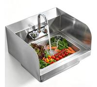 VEVOR Lave-Mains Lavabo Mural ou Encastrable 432x381x330mm Évier en Inox Cuisine
