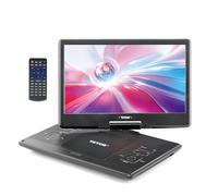 VEVOR Lecteur DVD Portable, écran HD pivotant de 358 mm, avec Chargeur de Voiture, Batterie Rechargeable intégrée de 4,5-5 h, Deux Haut-parleurs, synchronisation TV/USB/Carte SD/CD/DVD, pour Voiture
