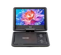 VEVOR Lecteur DVD Portable, écran HD pivotant de 256 mm, avec Chargeur de Voiture, Batterie Rechargeable intégrée de 4 Heures, Deux Haut-parleurs, synchronisation TV/USB/Carte SD/CD/DVD, pour Voiture