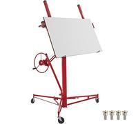 VEVOR Lève-panneau roulant 435 cm outil levage de panneau pour cloisons sèches capacité de charge 68 kg acier au carbone bras télescopique 3 roues de verrouillage taille de plaque de plâtre 122x488 cm