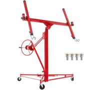 VEVOR Lève-panneau roulant 435 cm outil levage de panneau pour cloisons sèches capacité de charge 68 kg acier au carbone bras télescopique 3 roues de verrouillage taille de plaque de plâtre 122x488 cm
