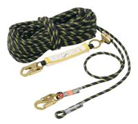 VEVOR Ligne de Vie Verticale 45,7 m, Corde d'Escalade Extérieure Tension de Rupture de 30 kN, avec Mousquetons en Acier et Serre-corde, pour Travaux d'Entretien, Aventures en Plein Air, Noir et Jaune