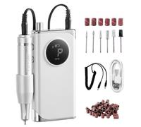 VEVOR Lime à ongles électrique rechargeable, 40000 tr/min, ponceuse à ongles portable sans fil, avec écran LCD, 6 embouts, 50 bandes de ponçage, outil pour manucure, pédicure, vernis à sculpter ongles