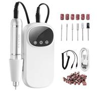VEVOR Lime à ongles électrique rechargeable, outil pour manucure, pédicure, vernis à sculpter ongles, 35000 tr/min, ponceuse à ongles portable sans fil, avec écran LCD, 6 embouts, 50 bandes de ponçage