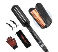 VEVOR Lisseur à cheveux, fer plat en titane 3,8 cm, fer à lisser à double infrarouge avec écran LCD, 19 niveaux de température, fer à cheveux à chauffage rapide pour salon de coiffure, maison, voyage