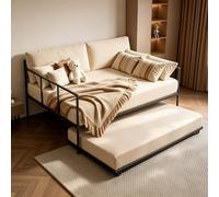 VEVOR Lit-Banquette Full avec Lit Gigogne Escamotable, Lit de Jour en Métal | Goulissant avec Roulettes Verrouillables, Structure Charge 180 kg, pour Salon, Chambre à Coucher et Chambre d'Amis, Noir