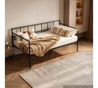 VEVOR Lit-Banquette Twin Espace Rangement sous Lit de Jour Cadre en Métal | Charge 180 kg, Structure Roubuste en Fome U, pour Salon, Chambre à Coucher et Chambre d'Amis, Lit Gigogne Non Inclus, Noir