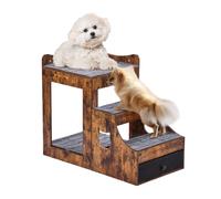 VEVOR – Lit superposé pour chien et chat avec escaliers amovibles, tiroir de rangement – Marron