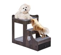 Lit Superposé pour Animaux Compagnie Chien Chat Escaliers Intérieur Gris