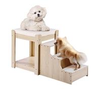 VEVOR Lit Superposé pour Animaux de Compagnie Chien Chat avec Escaliers Plusieurs Marches Plate-forme de Siège Surélevée Coussin en Mousse pour Utilisation Intérieure Près du Chevet et Fenêtre, Beige