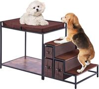 VEVOR Lit superposé pour animaux domestiques avec escalier, perchoir à fenêtre pour chiens/chats avec espace de rangement, lit à plusieurs niveaux, perchoir à fenêtre, canapé-lit pour chiens, plate-fo
