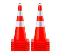 VEVOR Lot de 10 Cônes de Signalisation 73 cm en PVC Orange avec 2 Colliers Réfléchissants pour Sécurité Chantier et Parking