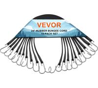 VEVOR Lot de 10 cordes élastiques plates, bandes élastiques robustes de 20 mm avec crochets en S en acier, corde extensible de 24 pouces pour sécuriser les cargaisons, les bâches dans les camions, les