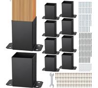 VEVOR Lot de 10 douilles à visser 96 x 140 x 163 mm Support de poteau Acier au carbone Sabot de poteau Support de poteau Douille de sol Pied de poteau Idéal pour les balustrades de véranda, les pergol