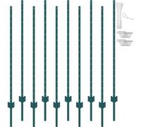 VEVOR Lot de 10 Poteaux de Clôture en Métal Piquets Robustes Jardin 152,4cm Vert