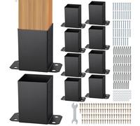 VEVOR Lot de 10 Support de Poteau Bois 102x102 mm Base de Poteaux Interne 91x91 mm Acier au Carbone Revêtement en Poudre Ancrage de Poteau pour Support Garde-corps Terrasse, Pavillon, Noir Mat