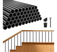 VEVOR Lot de 125 balustres de terrasse, broches de balustrade en aluminium de 91,4 cm, balustres ronds creux en métal avec connecteurs, vis, pour terrasse, porche et clôture d'escalier, noir