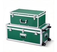 VEVOR Lot de 2 Caisses de Transport, Coffre de Rangement à Roulettes avec 3 Poignées Métalliques, Valises pour Voyage, Déménagement, Décoration de Salon, Cadenas à Combinaison, Cadre en Métal, Vertes