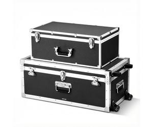 VEVOR Lot de 2 Caisses de Transport, Coffre de Rangement à Roulettes avec 3 Poignées Métalliques, Valises pour Décoration de Bureau, Voyage, Déménagement, Cadenas à Combinaison, Cadre en Métal, Noires