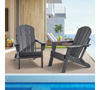 VEVOR Chaise adirondack en plastique, set de 2, résistante aux intempéries, chaise de foyer portable et pliable, chaise de terrasse adirondack pour l'extérieur avec porte-boisson