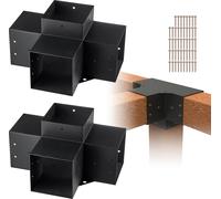 VEVOR Lot de 2 connecteurs de poteaux en plaques d'acier de 2 mm d'épaisseur Angle de poteau Pergola Connecteur d'angle en bois Structure de botte 90° Support d'angle Poutre en bois Pavillon Set de su