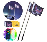 VEVOR Lot de 2 Fouets Lumineux LED de 1,2 m, Antenne Lumineuse RGB avec Télécommande APP et RF, Étanche, avec 4 Drapeaux, Éclairage pour UTV, VTT, Motos, RZR, Can-Am, Camions, Tout-terrain, Go-karts