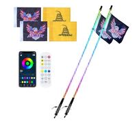 VEVOR Lot de 2 Fouets Lumineux LED de 91 cm avec Télécommande APP et RF, Étanche à 360° en Spirale RVB avec 4 Drapeaux, Éclairage pour UTV, VTT, Motos, RZR, Can-Am, Camions, Tout-terrain, Go- karts