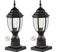 VEVOR Lot de 2 lampes d'extérieur crépusculaires à aurores, 390 mm, lampes étanches pour réverbères avec abat-jour en verre de 3,5 pouces sur le montage de la colonne, lampe d'extérieur sur poteau pro