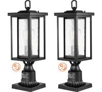 VEVOR Lot de 2 lampes d'extérieur crépusculaires à aurores, 450 mm, lampes étanches pour réverbères avec abat-jour en verre de 3,5 pouces sur le montage de la colonne, lampe d'extérieur sur poteau pro