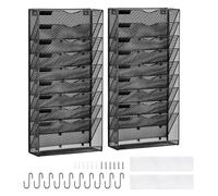 VEVOR Lot de 2 organiseurs de fichiers muraux verticaux à 10 niveaux en métal à fixer au mur pour magazines, courrier, documents pour bureau, maison et école