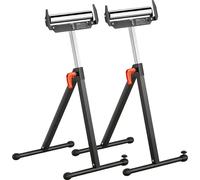VEVOR Lot de 2 supports à roulettes, capacité de charge 113 kg, hauteur réglable 68-109 cm, surface de travail rabattable avec tête à roulettes et guides de bordure