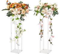VEVOR 2PCS Support de Fleurs de Mariage 80 cm Porte-fleurs Centre de Table Mariage Stratifié Acrylique Vase Géométrique Présentoir Floral pour Réception d'Événements, Décoration de Fête à la Maison