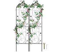 VEVOR Lot de 2 treillis de fleurs de jardin en métal antirouille pour roses grimpantes et concombre, treillis décoratif pour cour et pelouse, 152,4 x 38,1 cm, noir, rectangulaire, style transitionnel