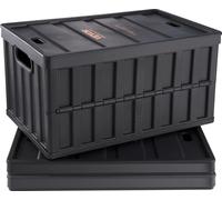 VEVOR Lot de 3 boîtes pliantes professionnelles 65L en PP Boîte de transport avec couvercle Boîte de rangement pliante avec poignée Caisses empilables Storage Box Boîtes pliantes pour le rangement et