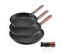 VEVOR Lot de 3 Poêles à Frire en Fonte Sauteuse Antiadhésive 20,5 26,5 31 cm