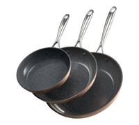 Set de 3 poêles à frire VEVOR (20 / 27 / 30 cm), poêle à frire haute performance en aluminium (revêtement anti-adhésif), batterie de cuisine adaptée au gaz, à l'électricité et à l'induction Gris
