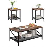 VEVOR Ensemble de Tables de Salon 1 Table Basse 105 cm avec 2 Tables d'Appoint